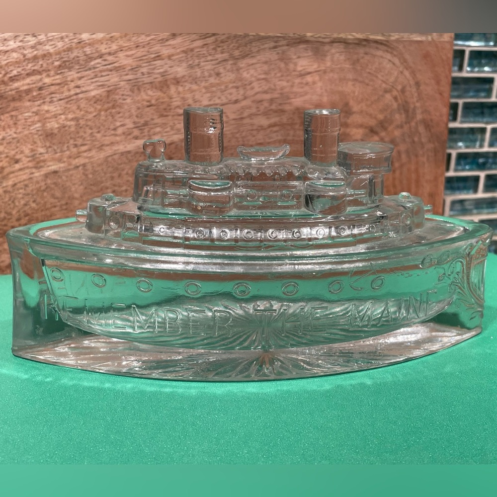 1930’s Remember the Maine Depression Glass candy dish